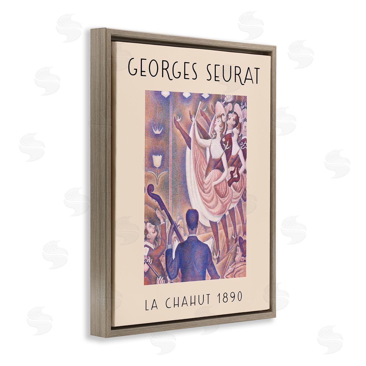 Classic Seurat Poster Brown Floating Frame Canvas Wall Art, Home Decor by Stupell Studio