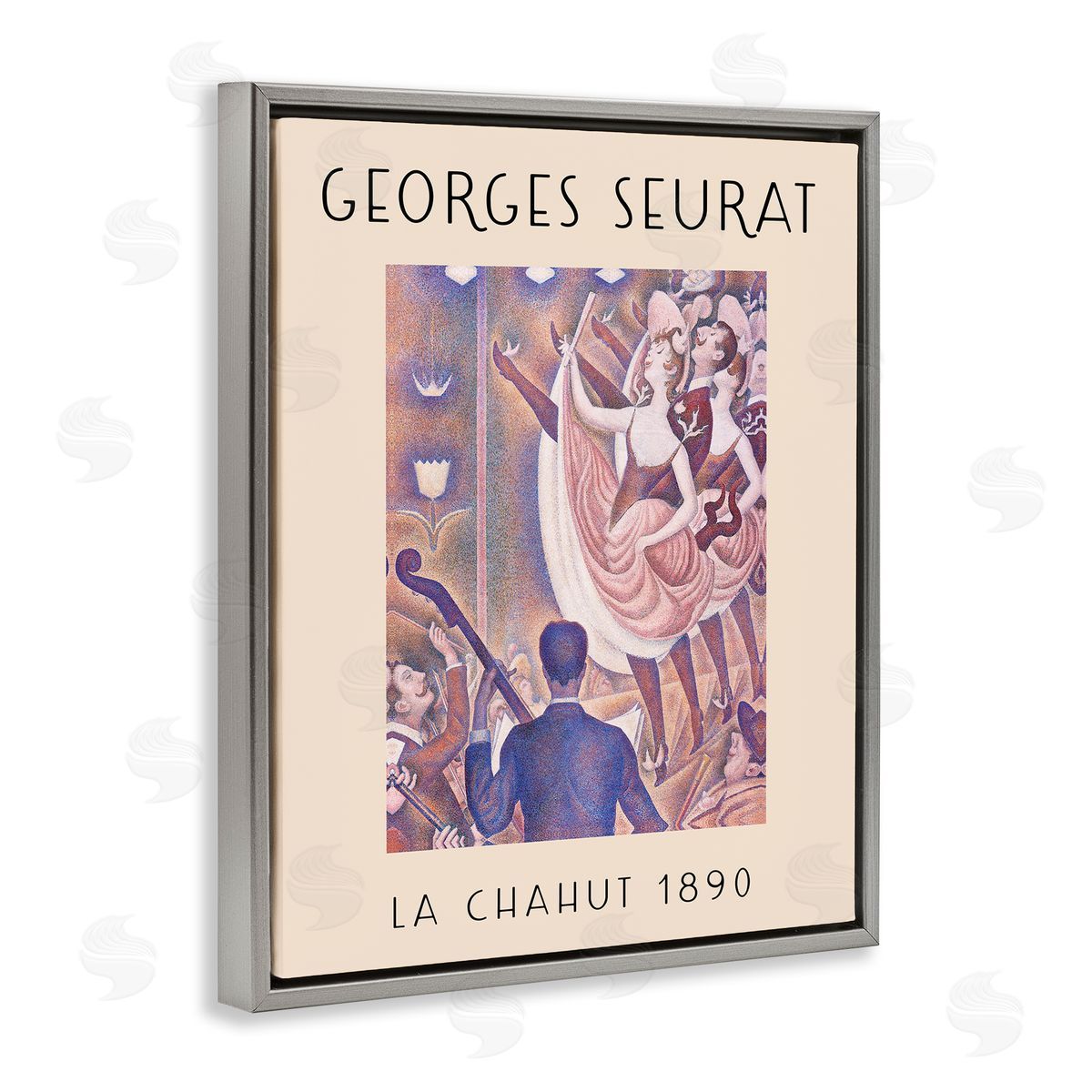 Classic Seurat Poster Grey Floating Frame Canvas Wall Art, Home Decor by Stupell Studio