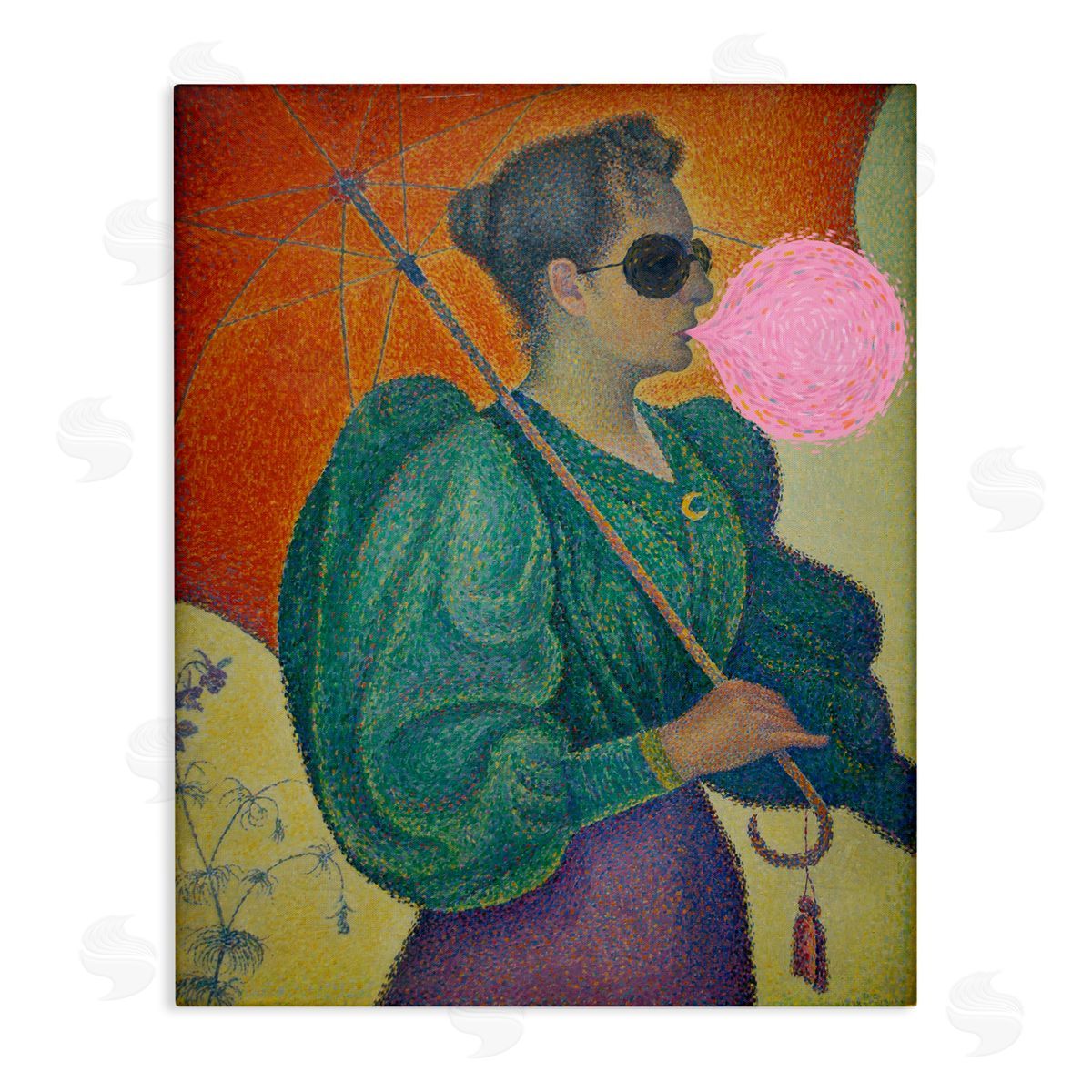 Impressionist Woman & Bubblegum Canvas Wall Art, Home Decor by Stupell Studio