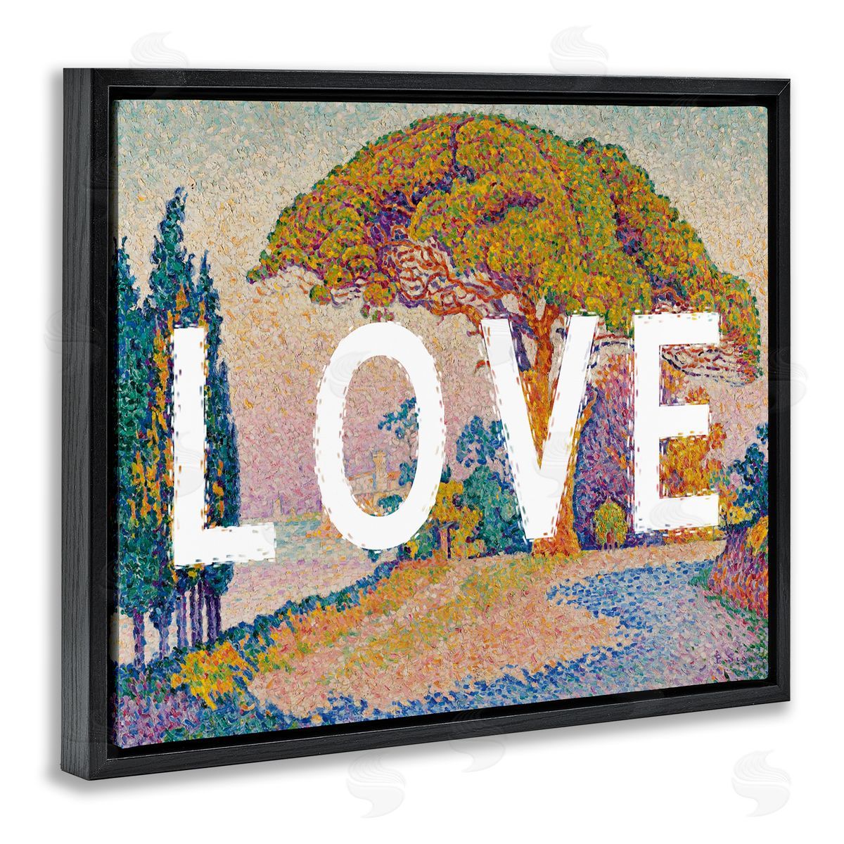 Impressionist Love over Landscape Black Floating Frame Canvas Wall Art, Home Decor by Stupell Studio