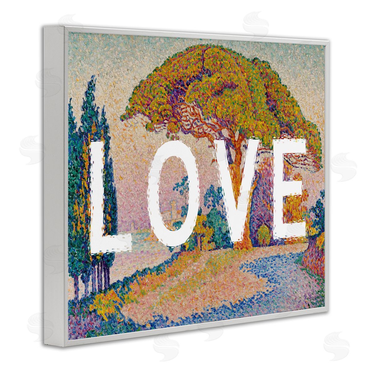 Impressionist Love over Landscape White Frame Print Wall Art, Home Decor by Stupell Studio