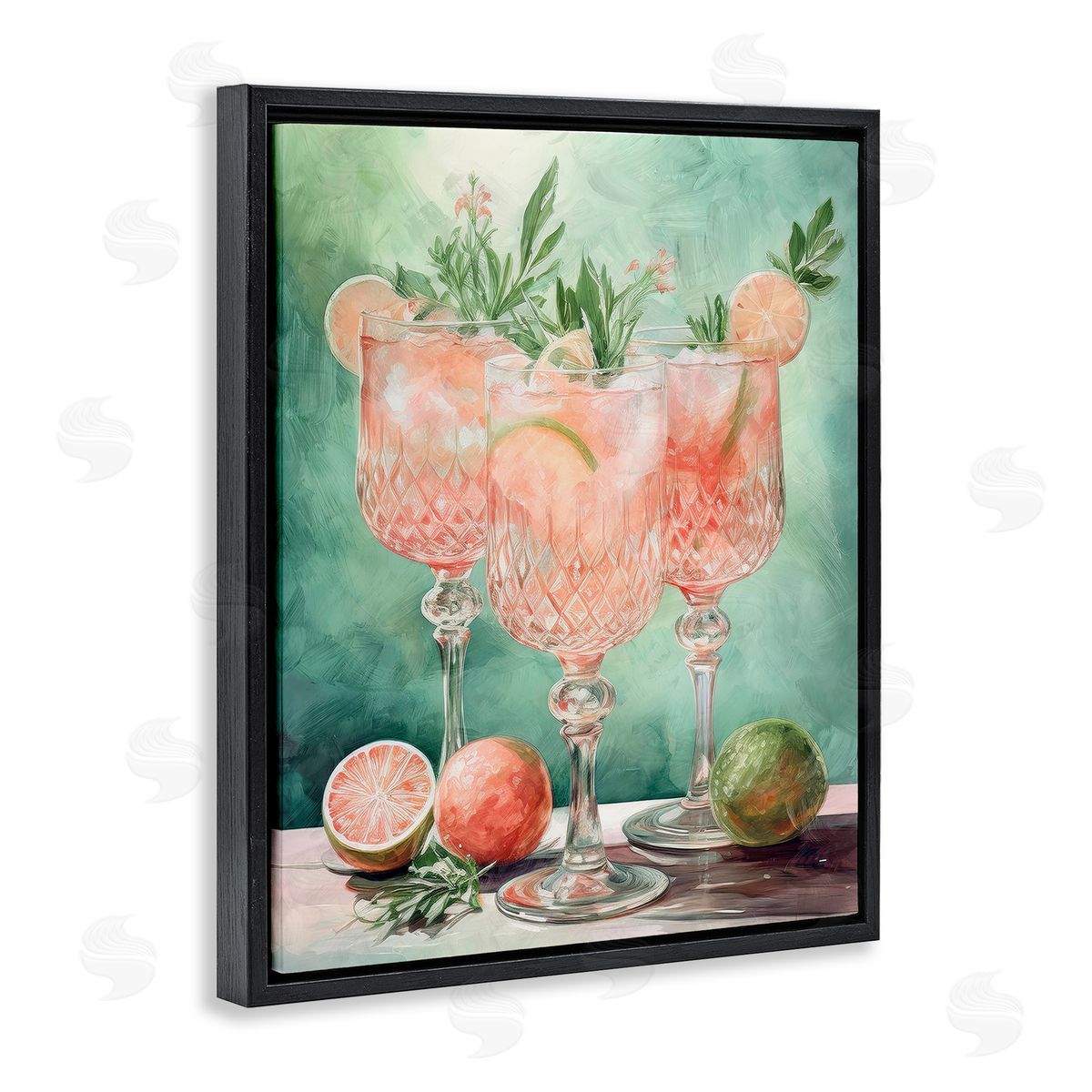 Pastel Grapefruit Cocktails Black Floating Frame Canvas Wall Art, Home Decor by Stupell Studio