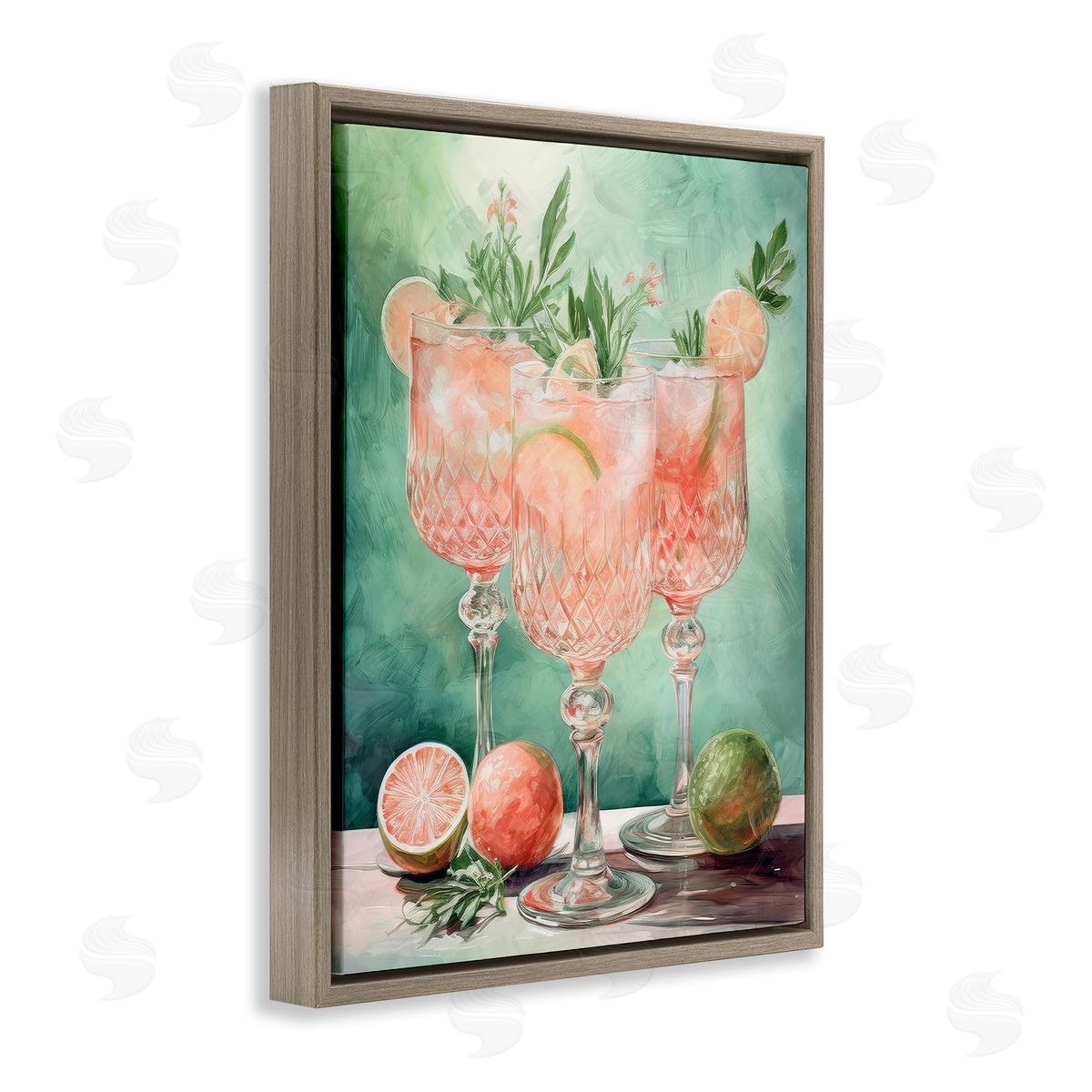Pastel Grapefruit Cocktails Brown Floating Frame Canvas Wall Art, Home Decor by Stupell Studio
