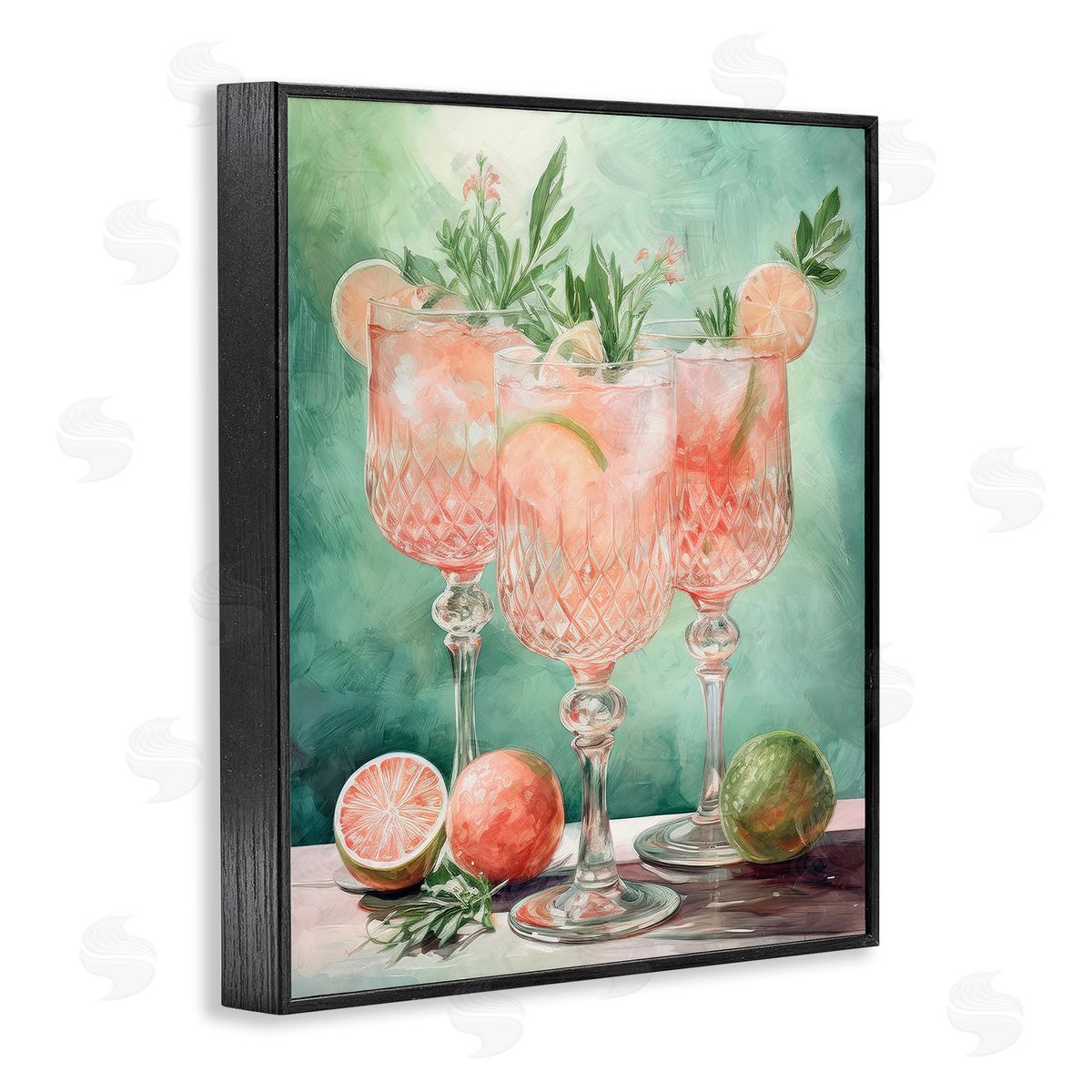 Pastel Grapefruit Cocktails Black Frame Print Wall Art, Home Decor by Stupell Studio