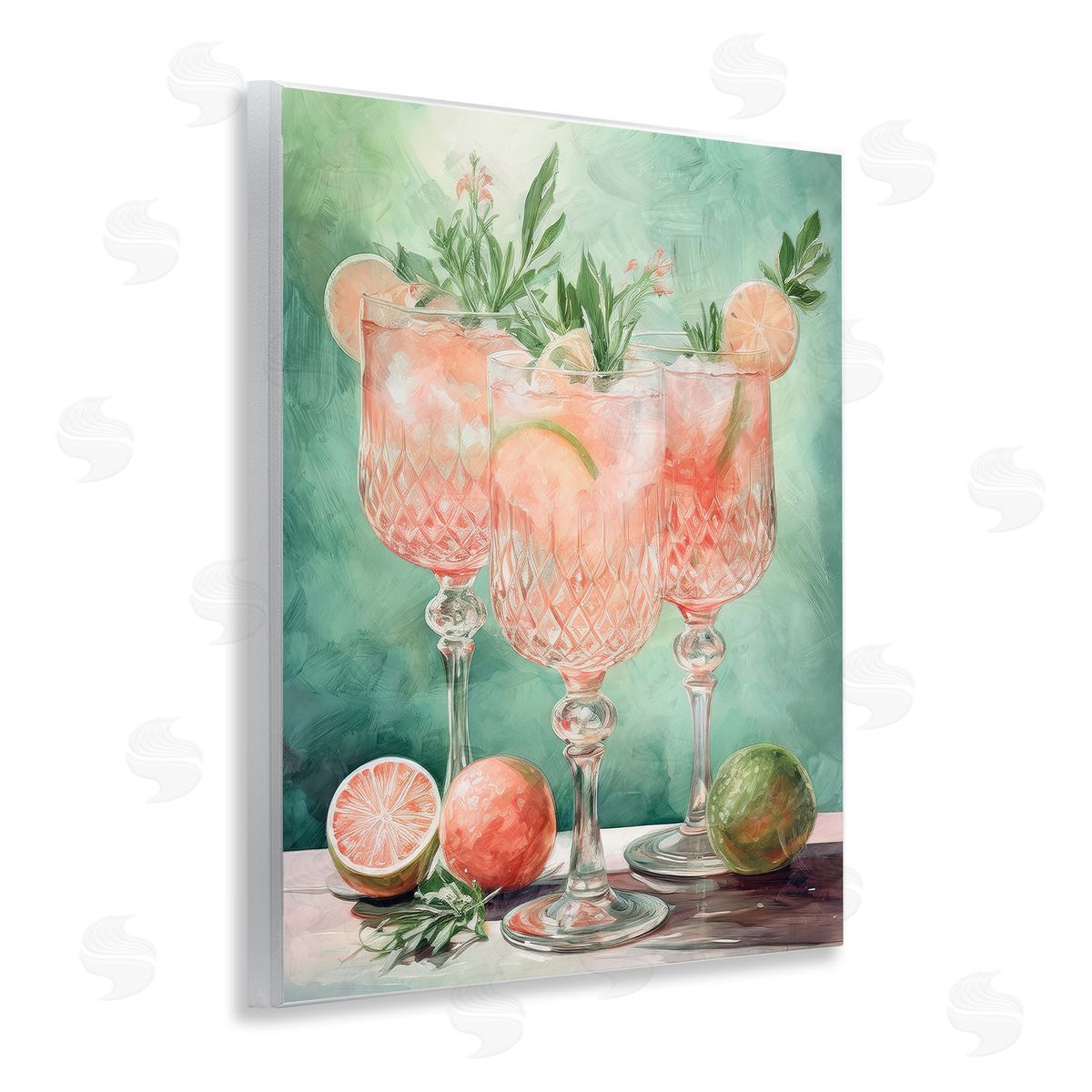 Pastel Grapefruit Cocktails Wood Plaque Wall Art, Home Decor by Stupell Studio