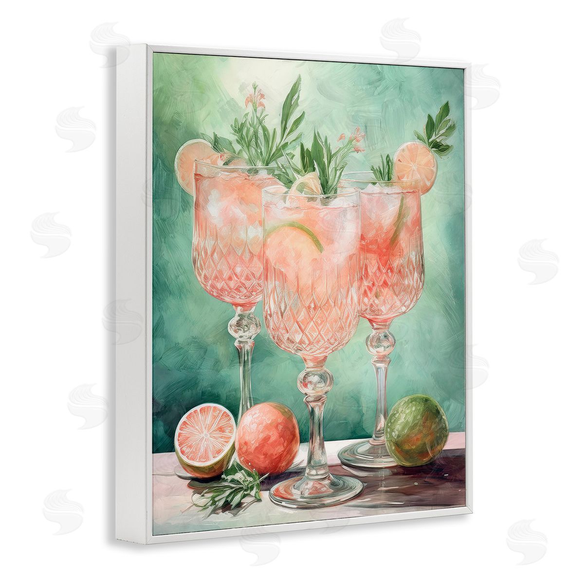 Pastel Grapefruit Cocktails White Frame Print Wall Art, Home Decor by Stupell Studio