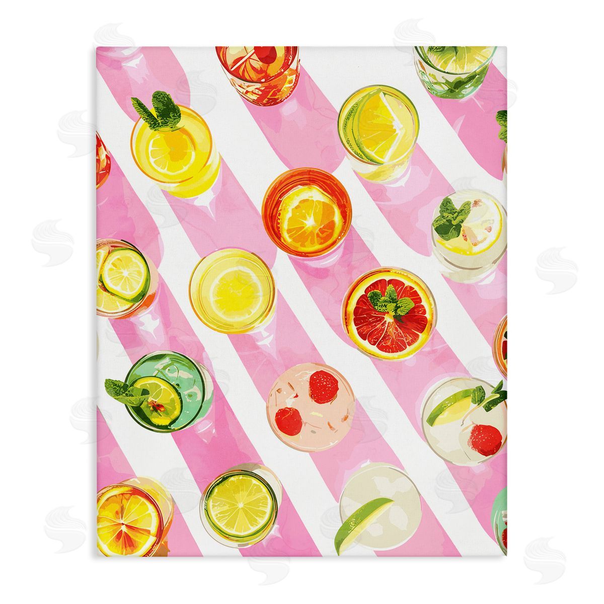 Aerial Cocktails on Stripes Canvas Wall Art, Home Decor by Stupell Studio
