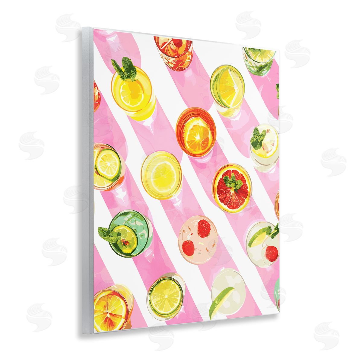 Aerial Cocktails on Stripes Wood Plaque Wall Art, Home Decor by Stupell Studio
