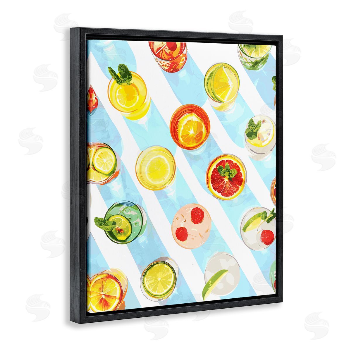 Aerial View Cocktails Black Floating Frame Canvas Wall Art, Home Decor by Stupell Studio