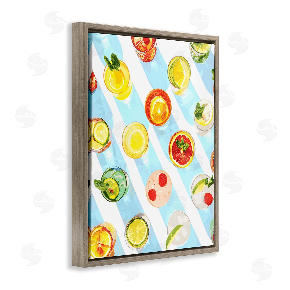 Aerial View Cocktails Brown Floating Frame Canvas Wall Art, Home Decor by Stupell Studio