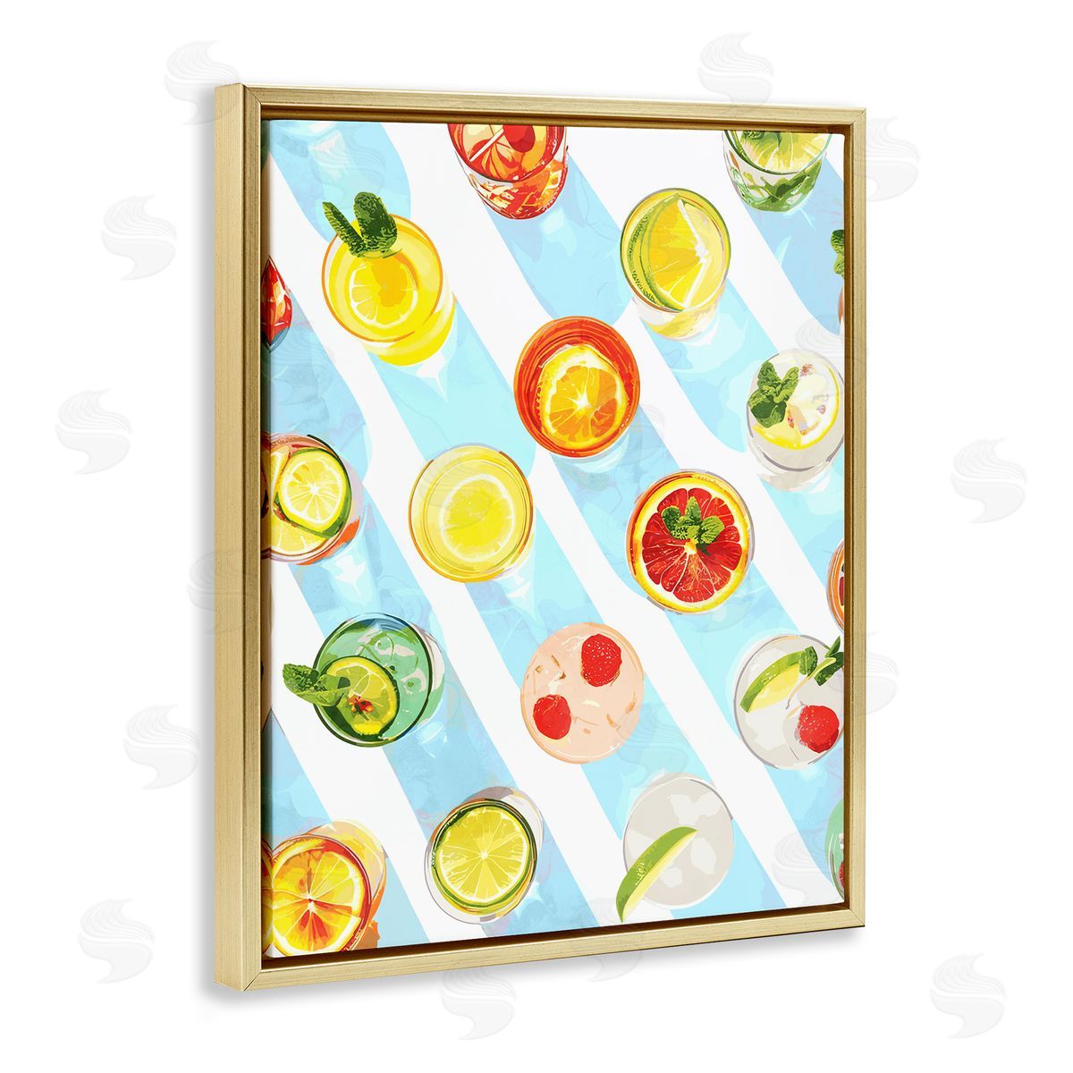 Aerial View Cocktails Gold Floating Frame Canvas Wall Art, Home Decor by Stupell Studio