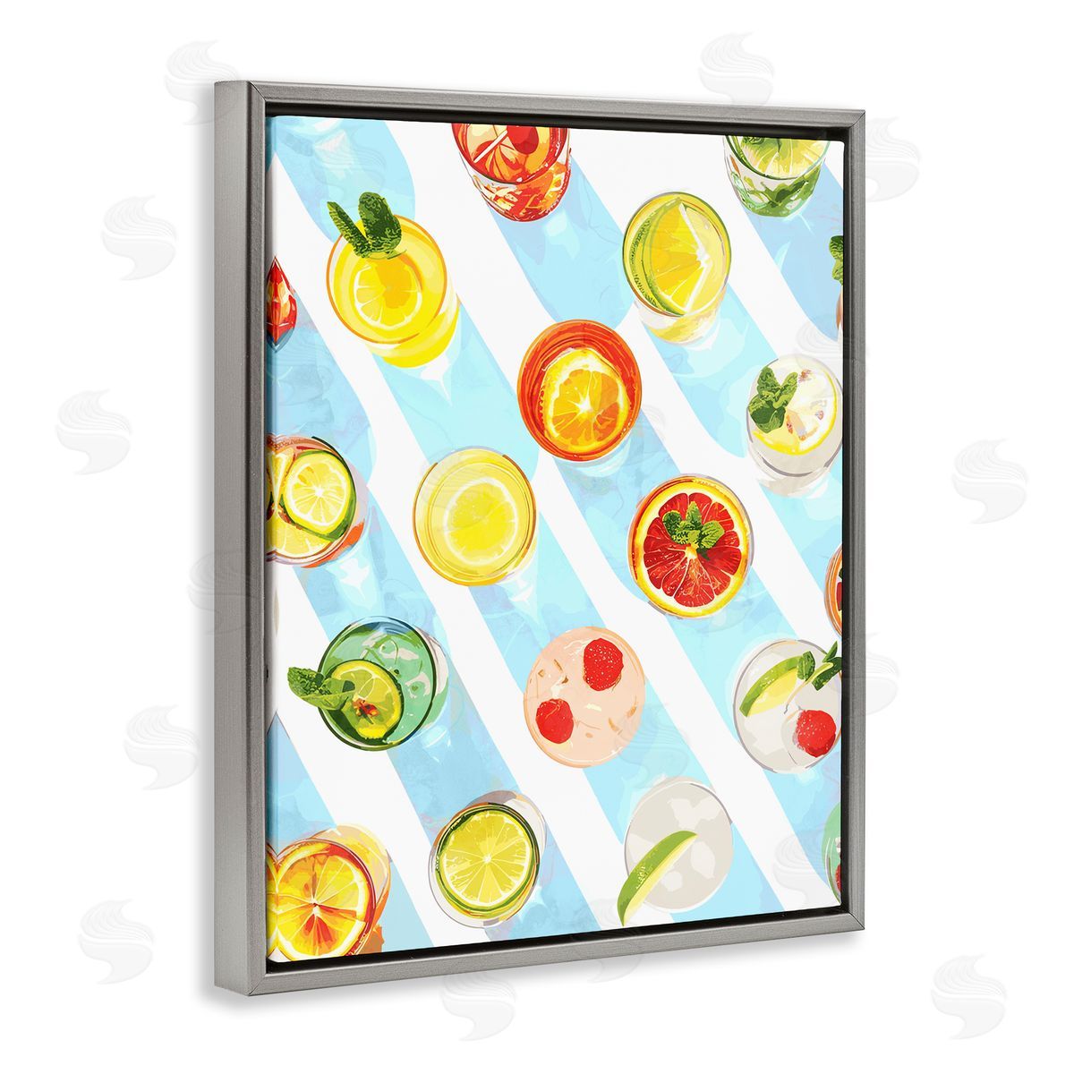 Aerial View Cocktails Grey Floating Frame Canvas Wall Art, Home Decor by Stupell Studio