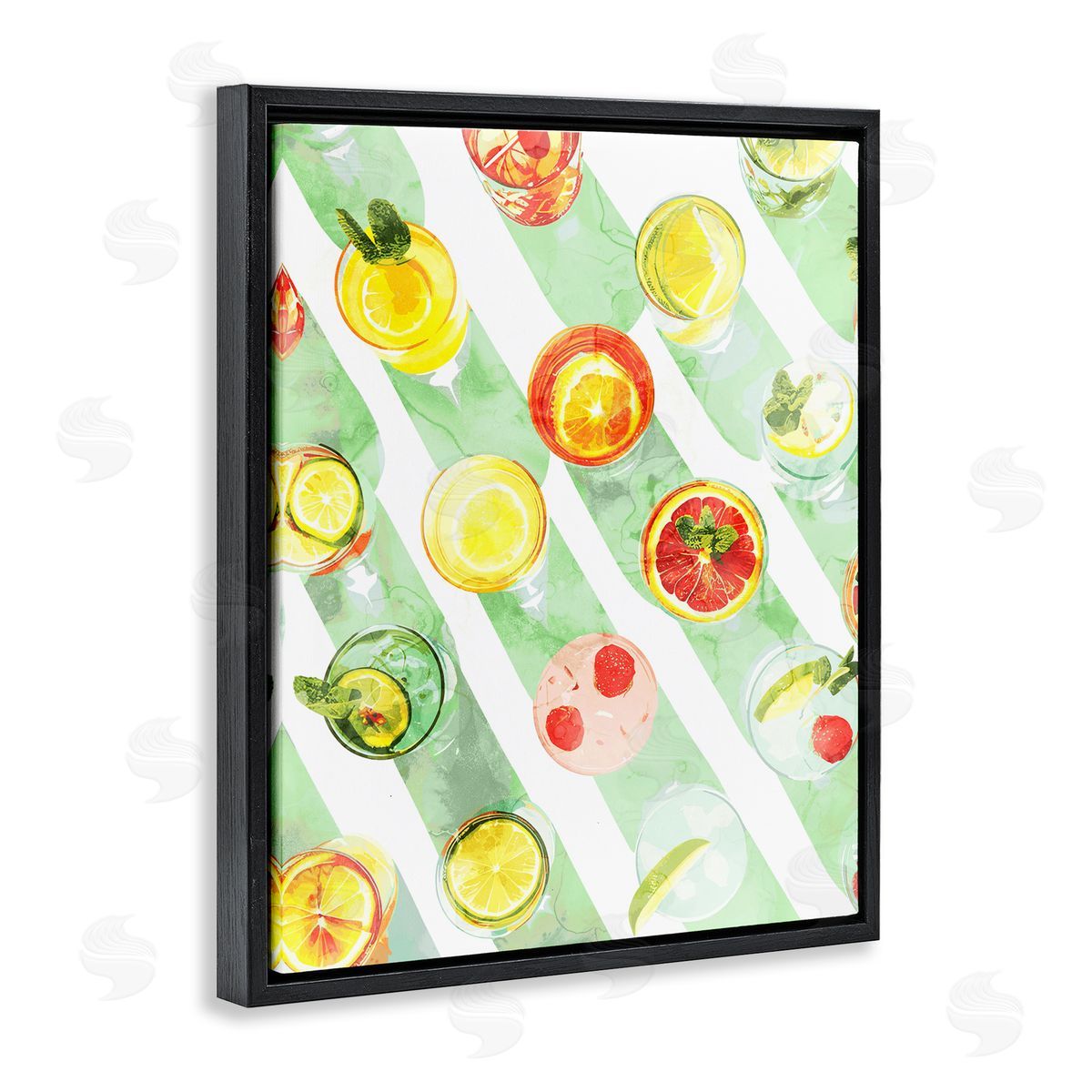 Various Cocktails Aerial View Black Floating Frame Canvas Wall Art, Home Decor by Stupell Studio