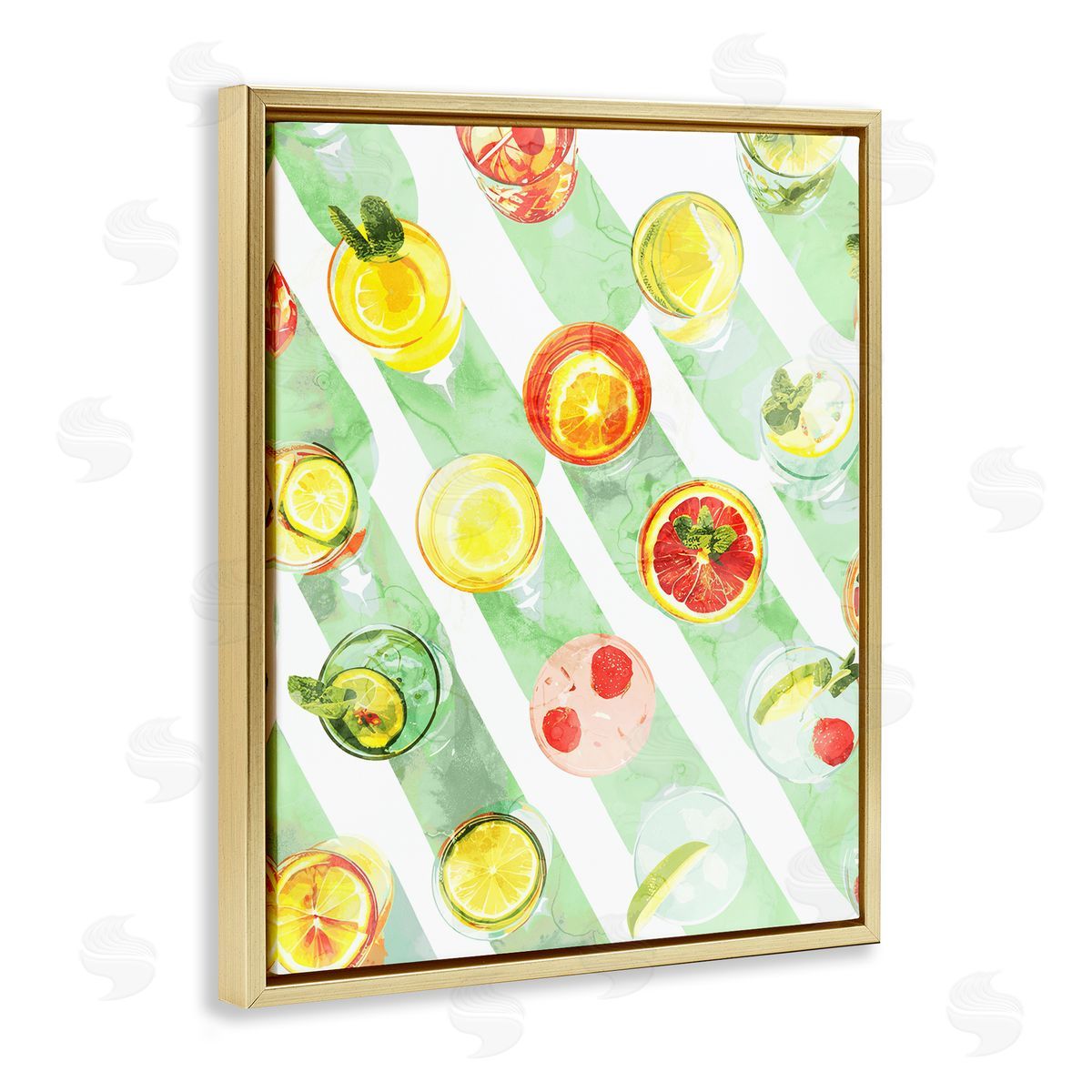 Various Cocktails Aerial View Gold Floating Frame Canvas Wall Art, Home Decor by Stupell Studio