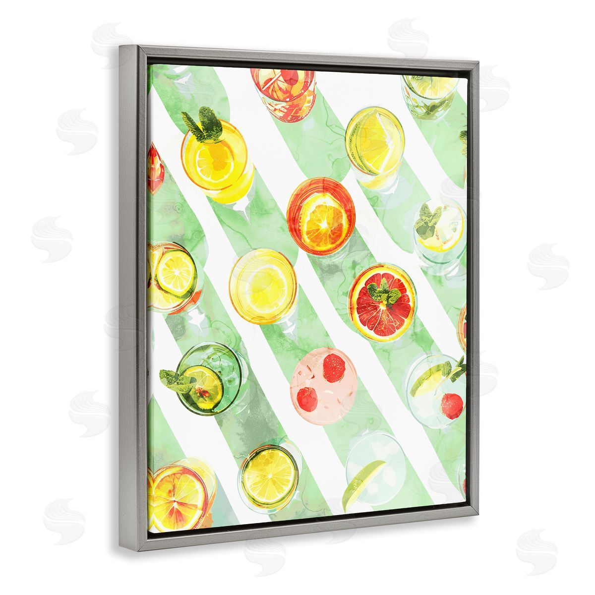 Various Cocktails Aerial View Grey Floating Frame Canvas Wall Art, Home Decor by Stupell Studio