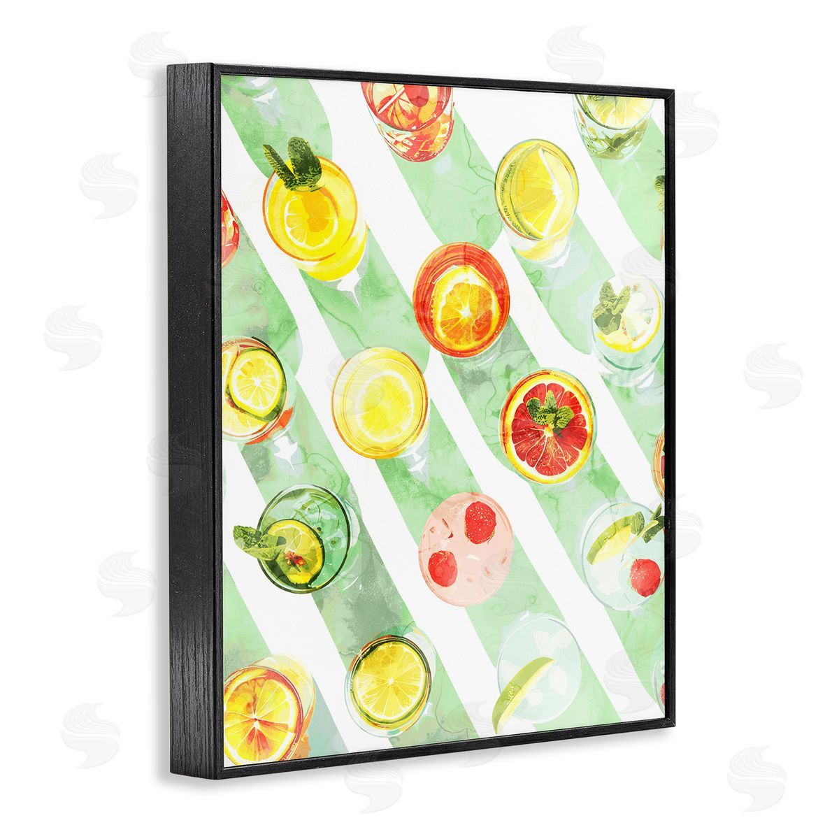 Various Cocktails Aerial View Black Frame Print Wall Art, Home Decor by Stupell Studio