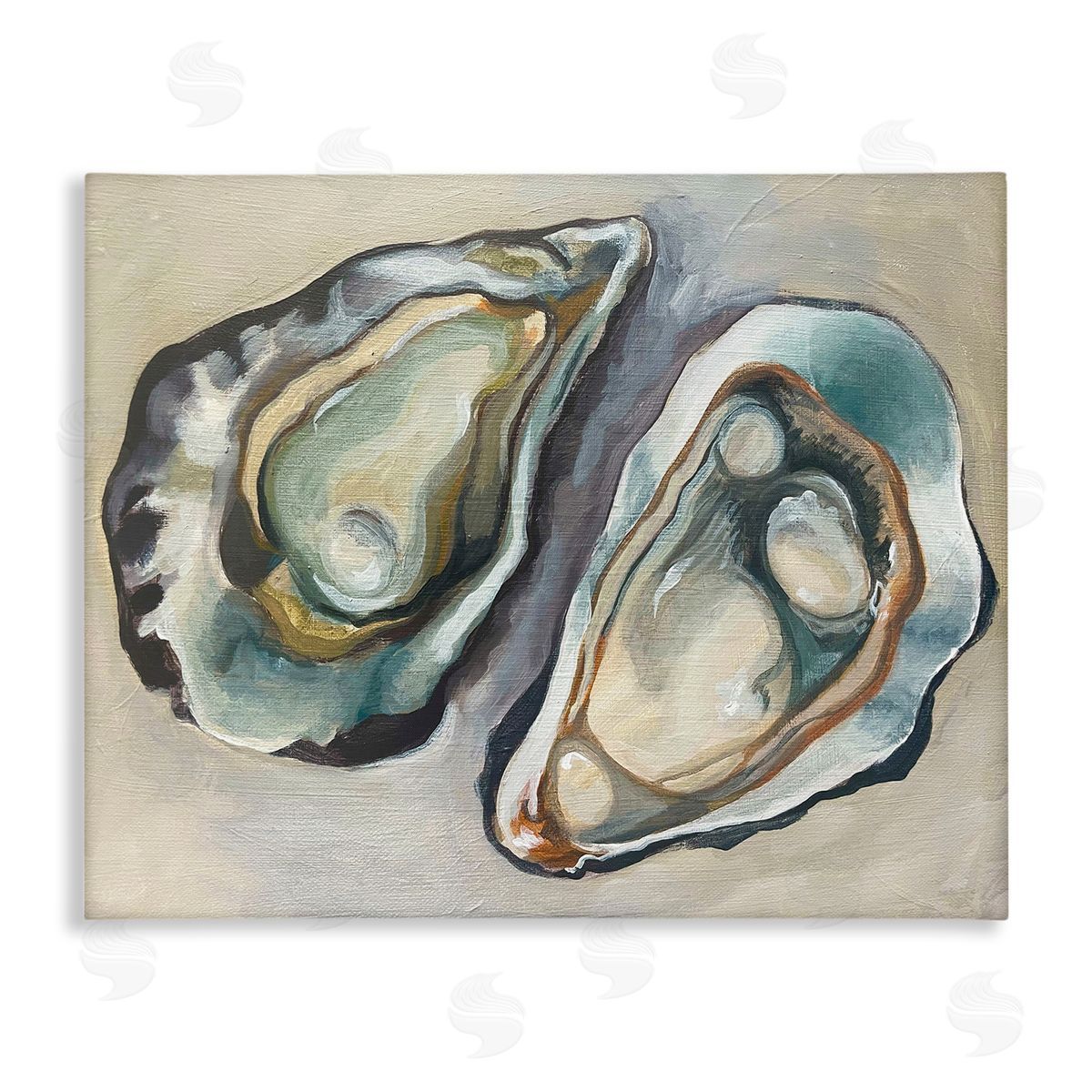 Two Oysters Traditional Canvas Wall Art, Home Decor by Stupell Studio