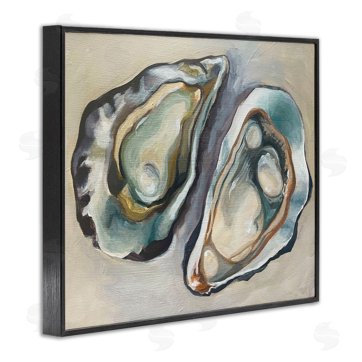 Two Oysters Traditional Black Frame Print Wall Art, Home Decor by Stupell Studio