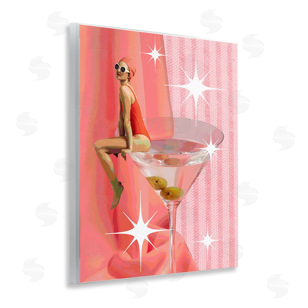 Vintage Swimmer on Drink Wood Plaque Wall Art, Home Decor by Stupell Studio
