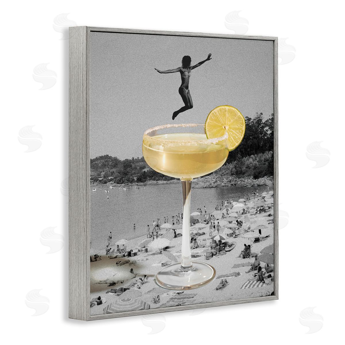 Swimming in Cocktail Grey Frame Print Wall Art, Home Decor by Stupell Studio