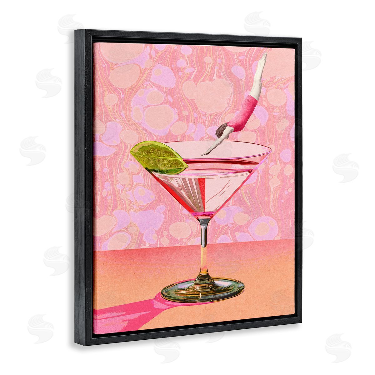Diver in Cocktail Black Floating Frame Canvas Wall Art, Home Decor by Stupell Studio