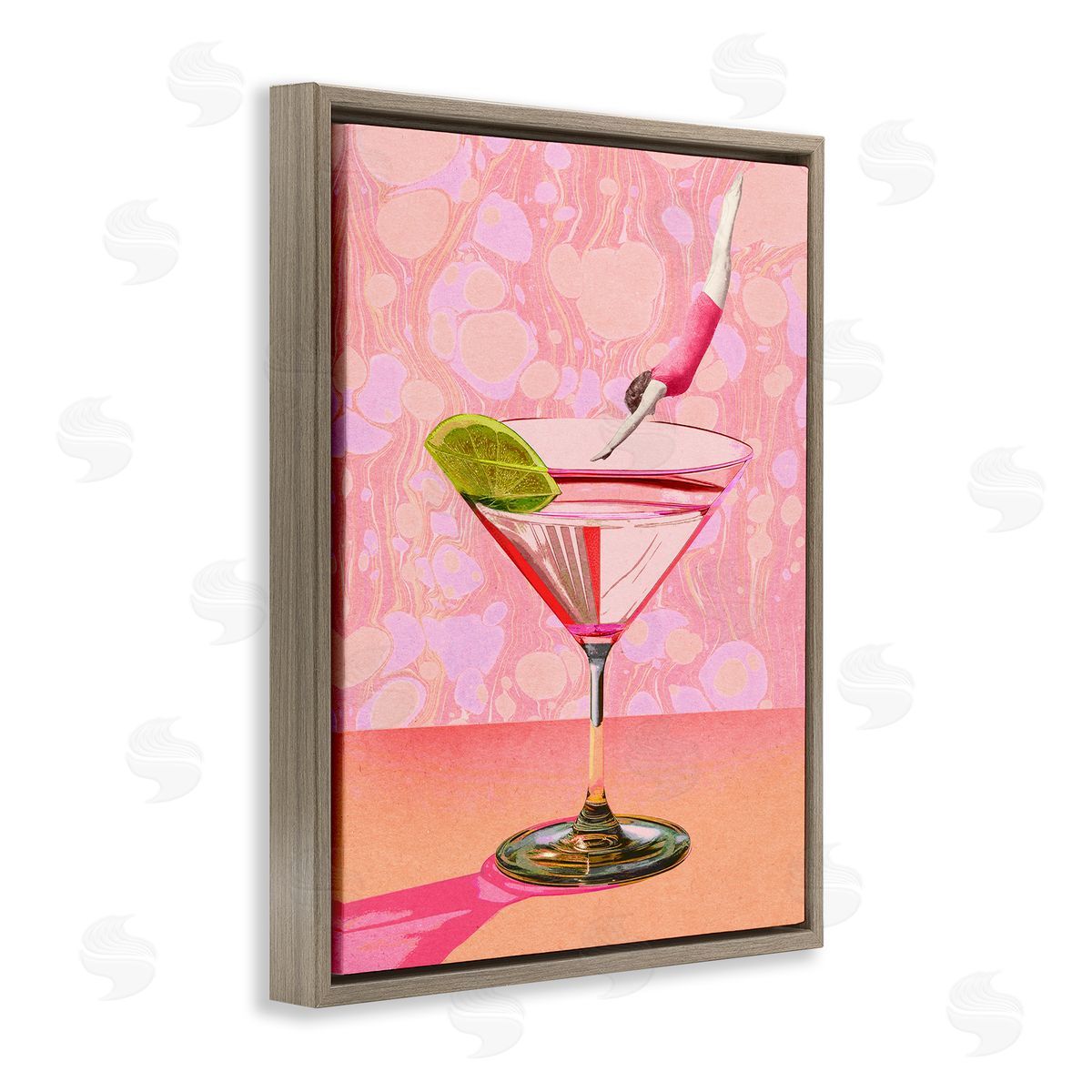 Diver in Cocktail Brown Floating Frame Canvas Wall Art, Home Decor by Stupell Studio