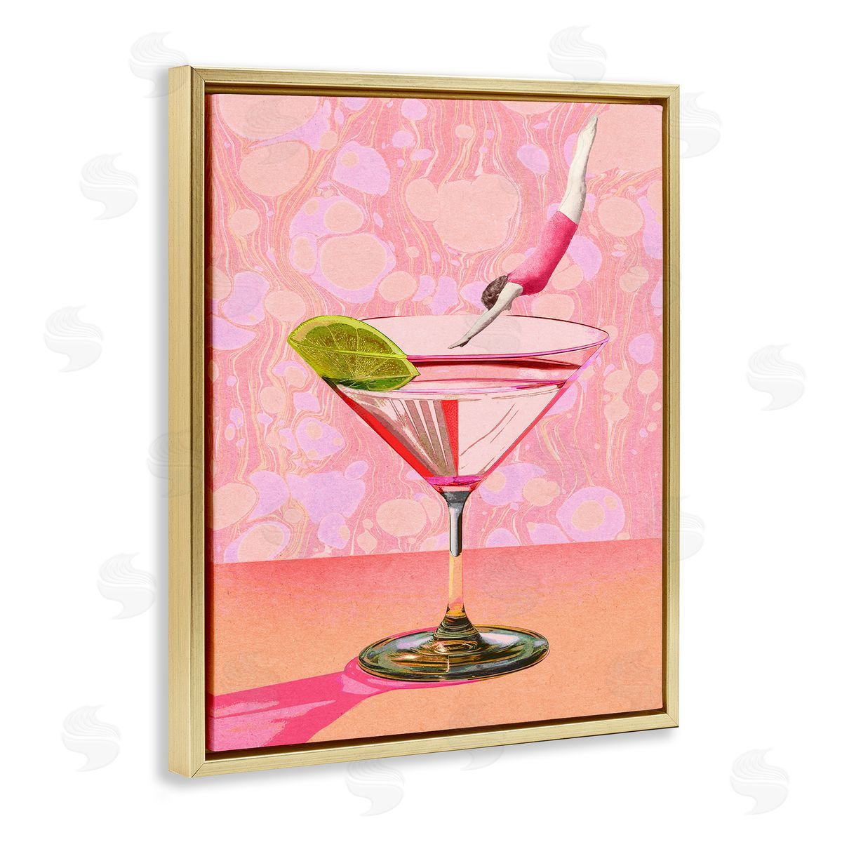 Diver in Cocktail Gold Floating Frame Canvas Wall Art, Home Decor by Stupell Studio