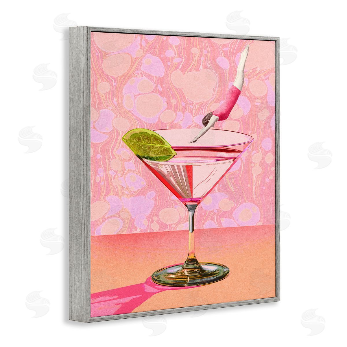 Diver in Cocktail Grey Frame Print Wall Art, Home Decor by Stupell Studio