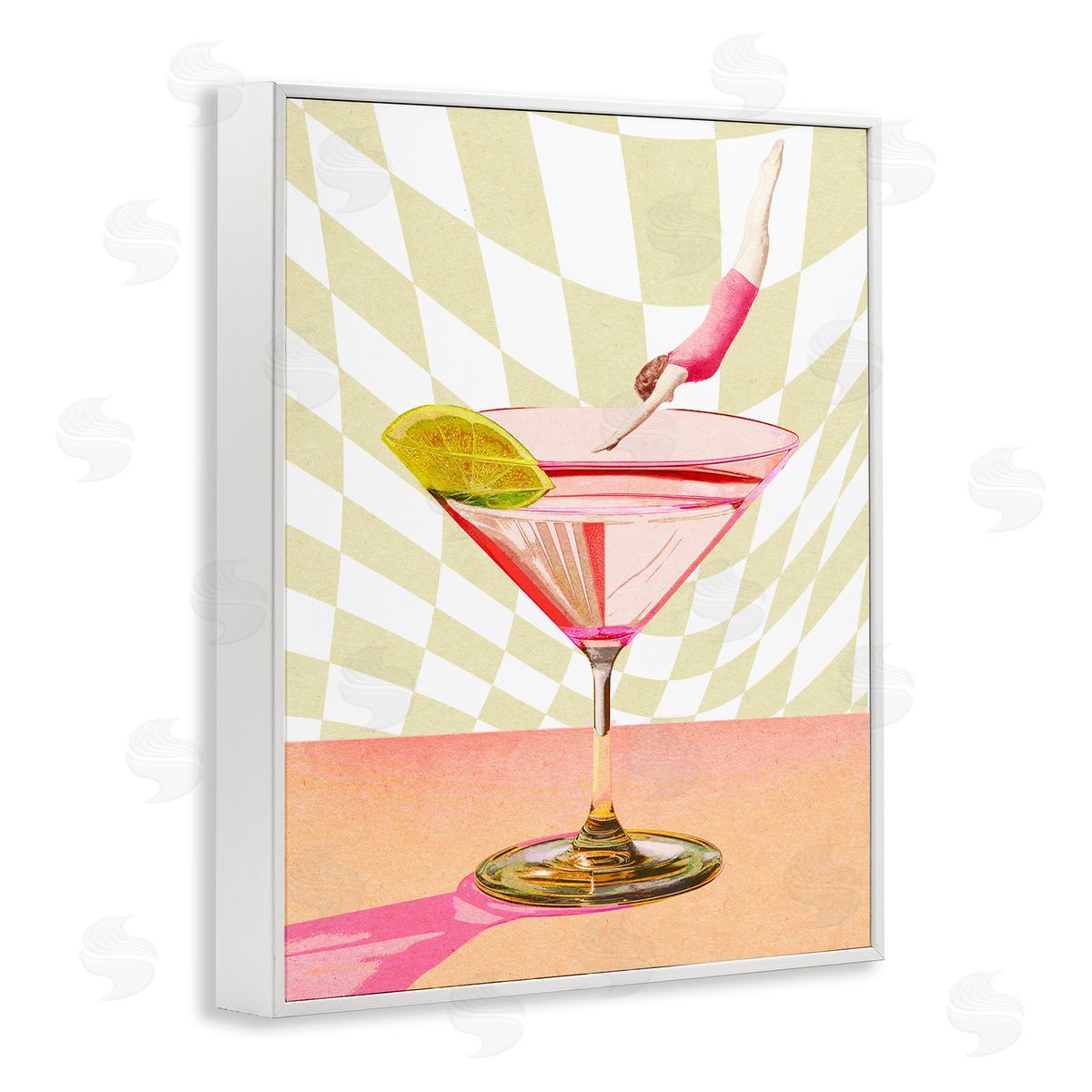 Diving into Cocktail White Frame Print Wall Art, Home Decor by Stupell Studio