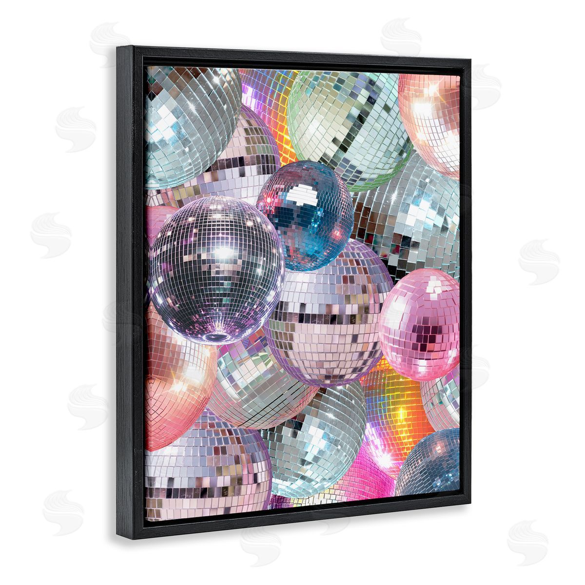 Pastel Disco Balls Cluster Black Floating Frame Canvas Wall Art, Home Decor by Stupell Studio
