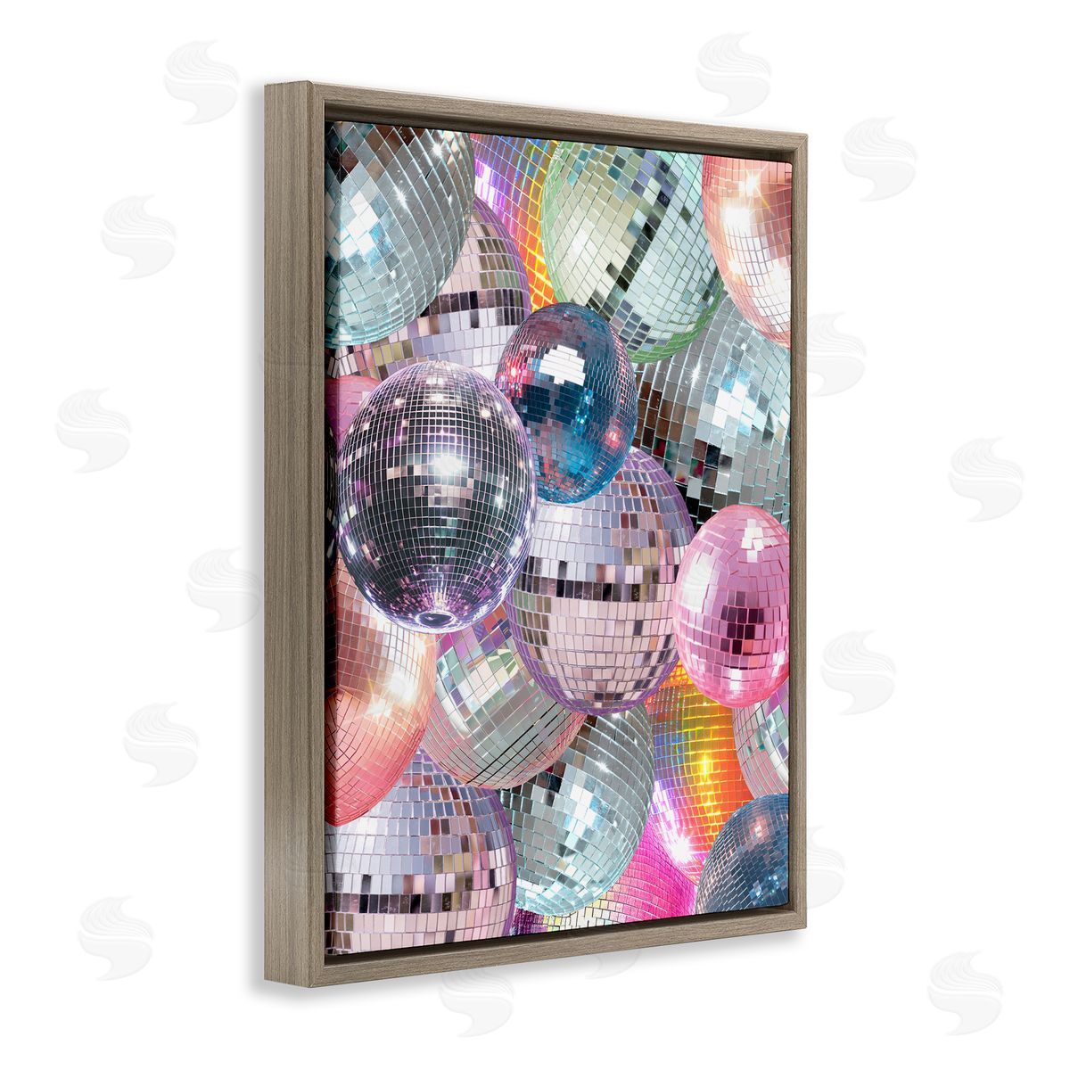 Pastel Disco Balls Cluster Brown Floating Frame Canvas Wall Art, Home Decor by Stupell Studio