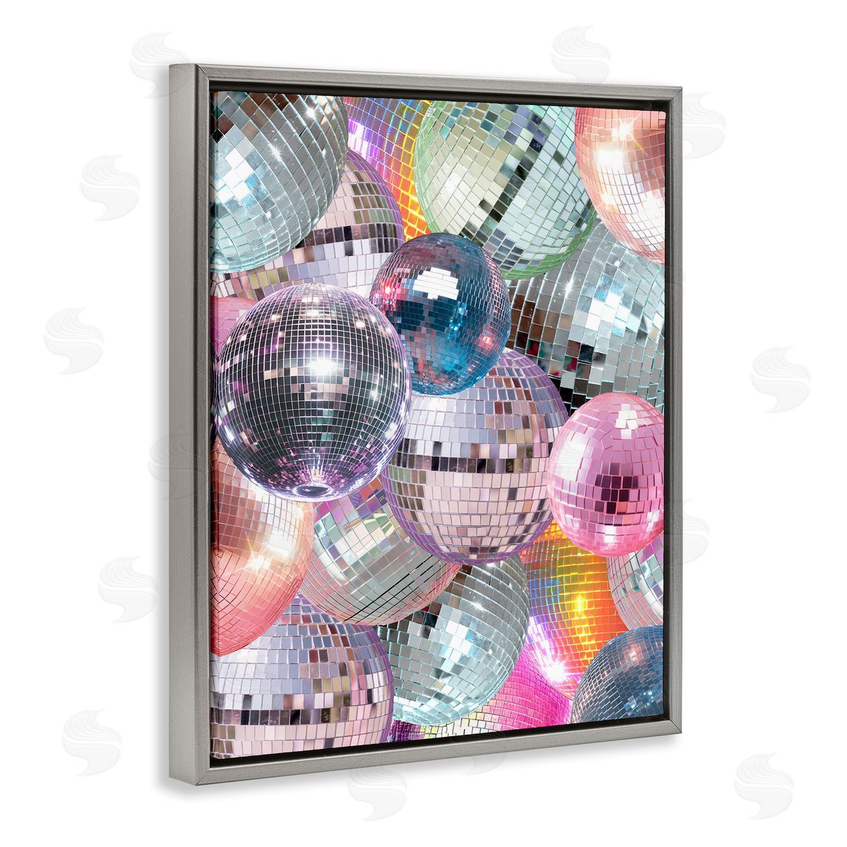 Pastel Disco Balls Cluster Grey Floating Frame Canvas Wall Art, Home Decor by Stupell Studio