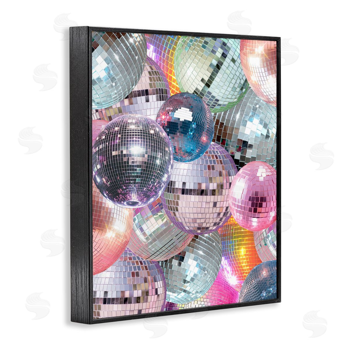 Pastel Disco Balls Cluster Black Frame Print Wall Art, Home Decor by Stupell Studio