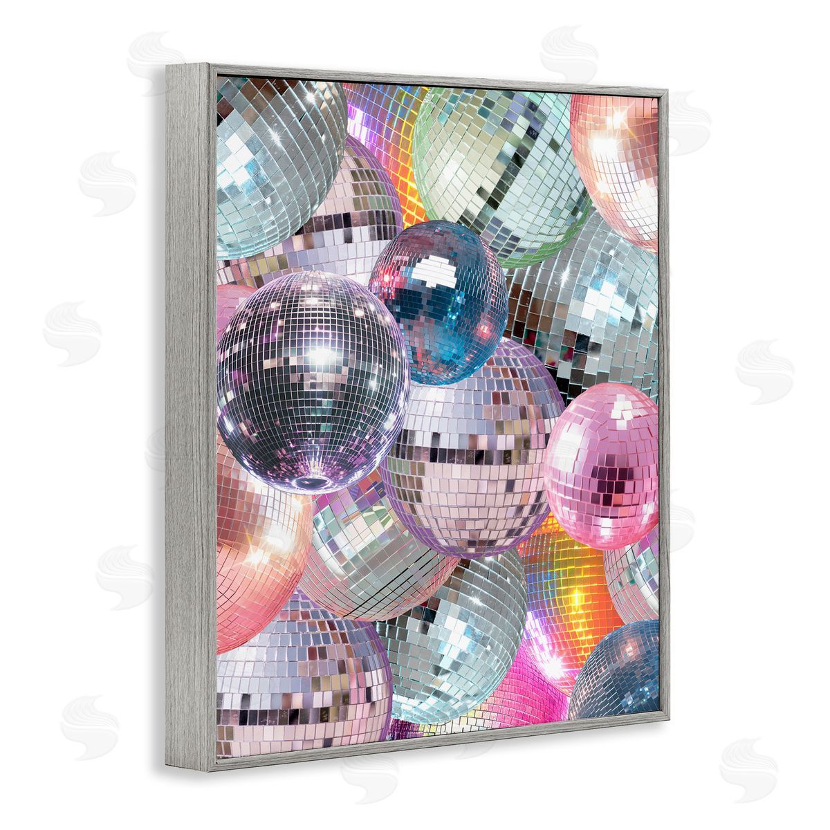 Pastel Disco Balls Cluster Grey Frame Print Wall Art, Home Decor by Stupell Studio