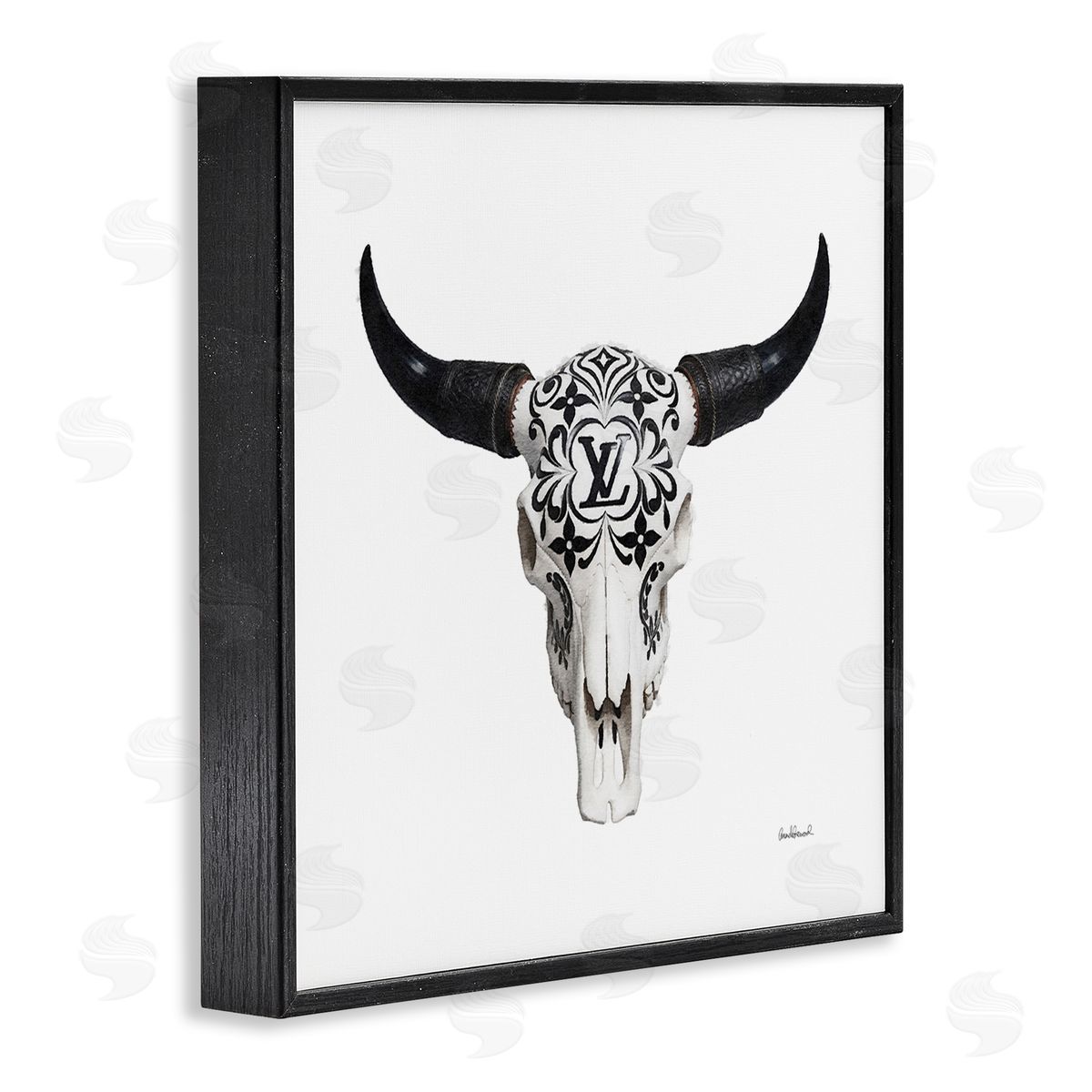 Cowgirl Skull Glam Brand Black Frame Print Wall Art, Home Decor by Amanda Greenwood