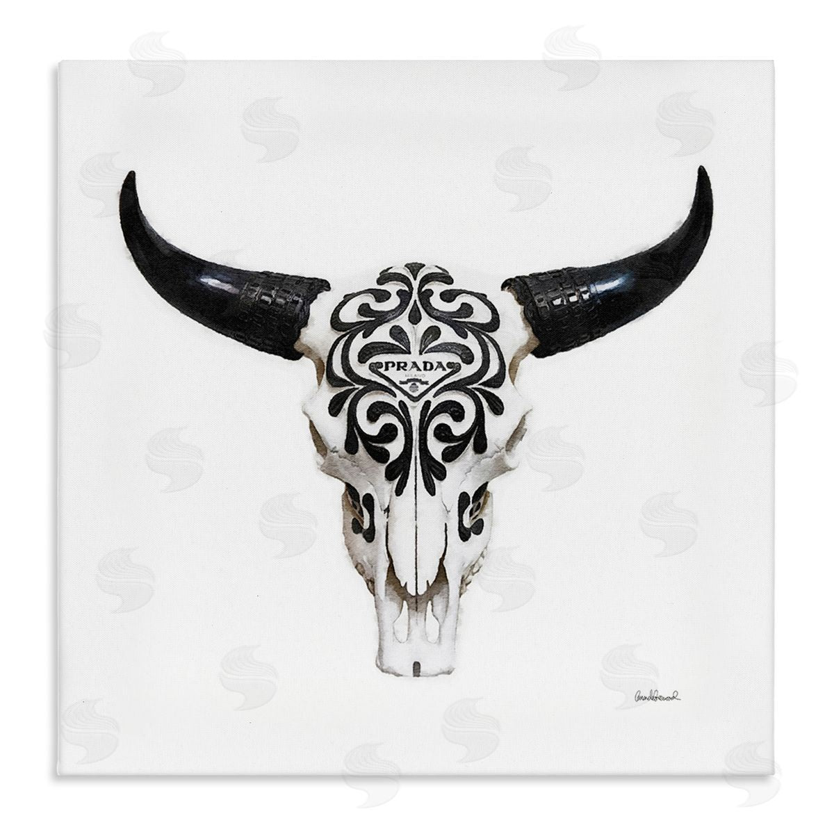 Fashion Brand Cow Skull Canvas Wall Art, Home Decor by Amanda Greenwood