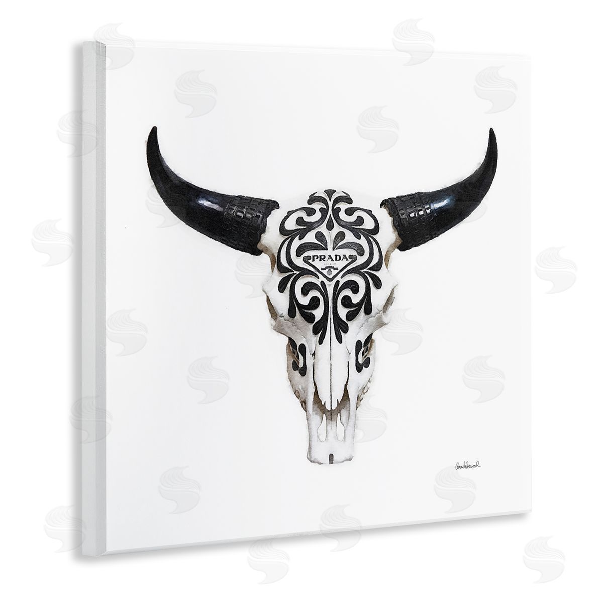 Fashion Brand Cow Skull Wood Plaque Wall Art, Home Decor by Amanda Greenwood