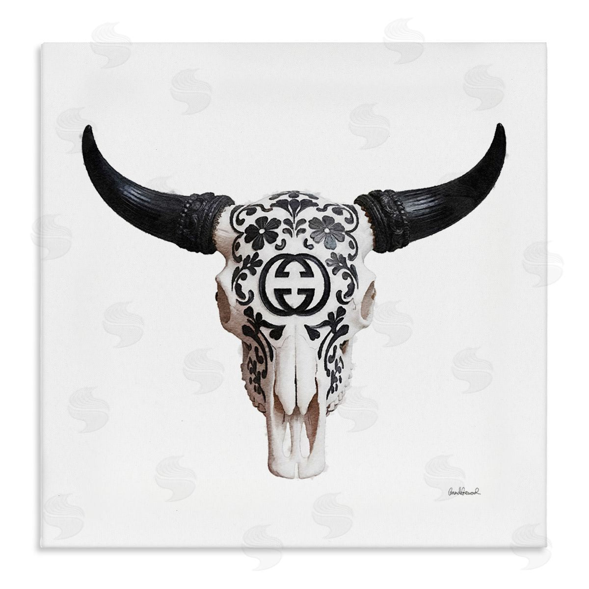 Western Fashion Skull Canvas Wall Art, Home Decor by Amanda Greenwood