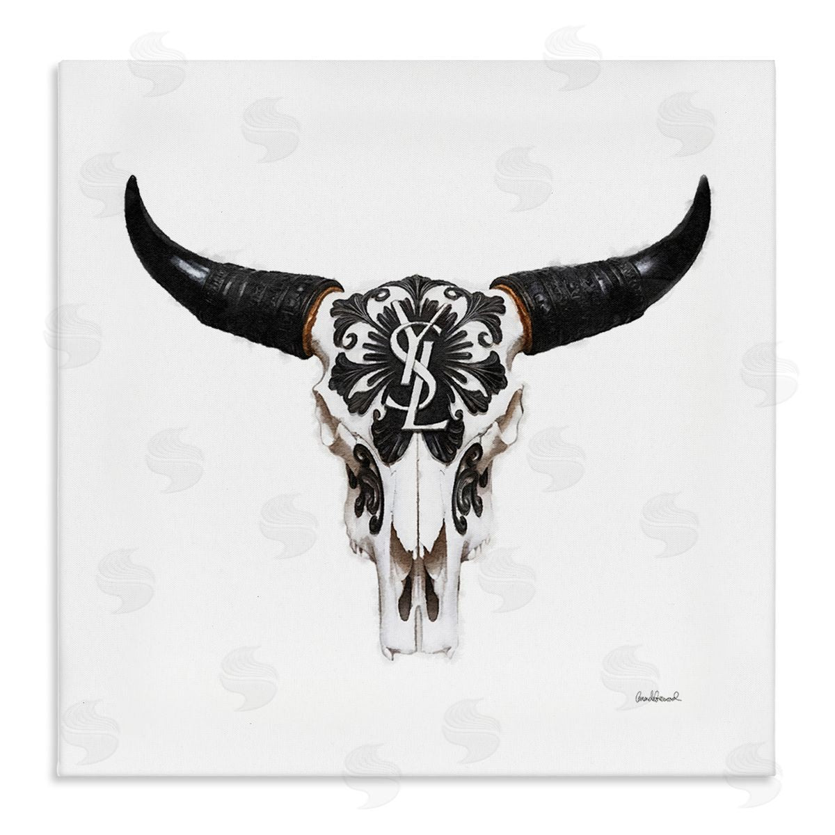 Chic Brand Cattle Skull Canvas Wall Art, Home Decor by Amanda Greenwood