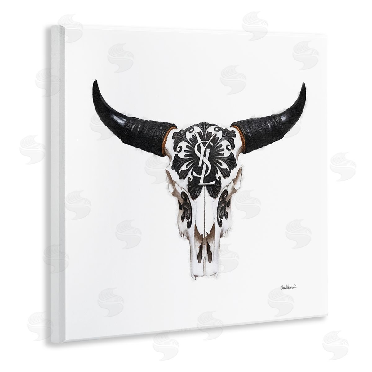 Chic Brand Cattle Skull Wood Plaque Wall Art, Home Decor by Amanda Greenwood