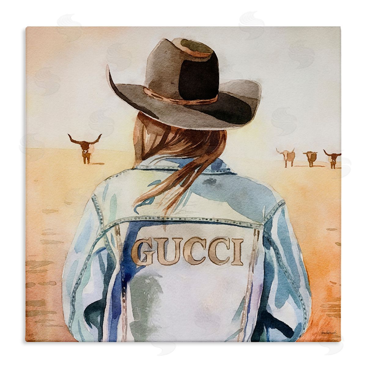 Fashionable Desert Cowgirl Canvas Wall Art, Home Decor by Amanda Greenwood