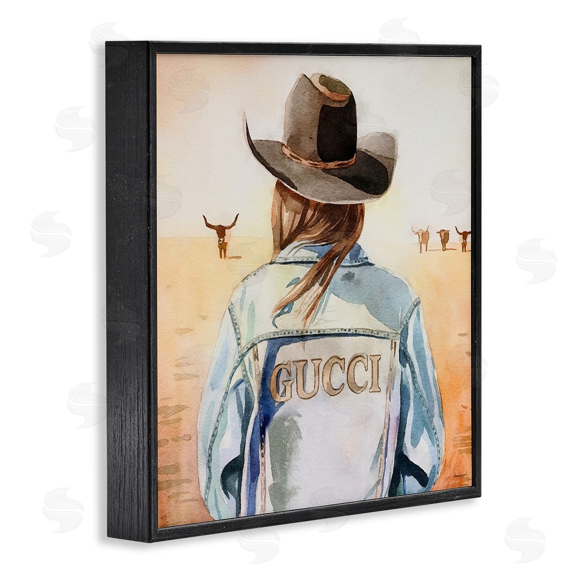 Fashionable Desert Cowgirl Black Frame Print Wall Art, Home Decor by Amanda Greenwood