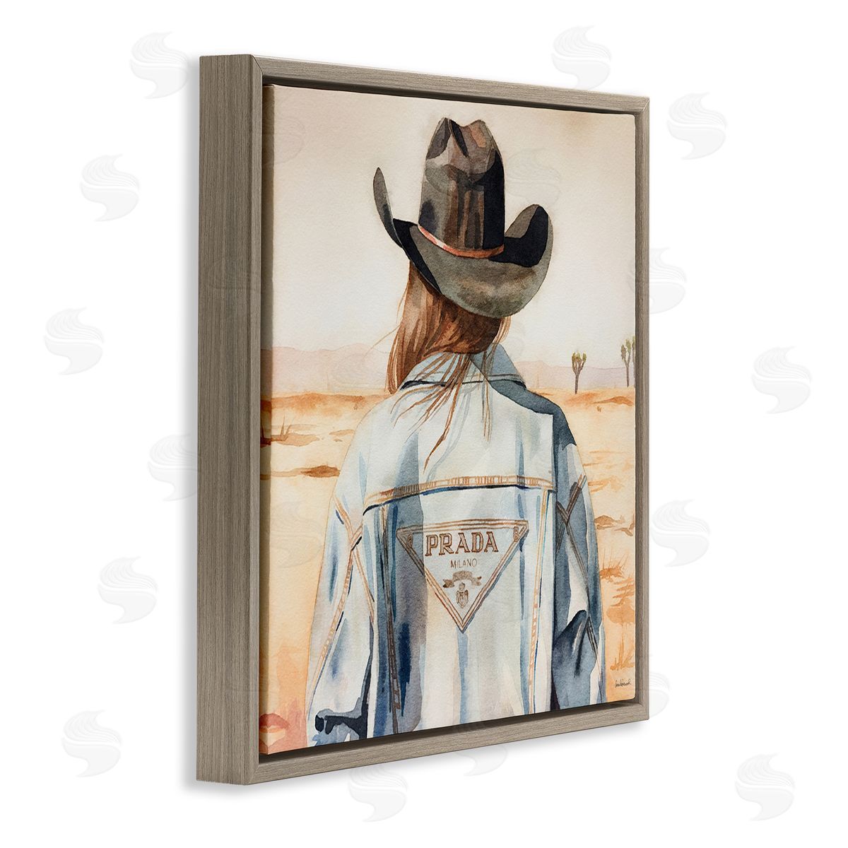 Glam Desert Cowgirl Brown Floating Frame Canvas Wall Art, Home Decor by Amanda Greenwood