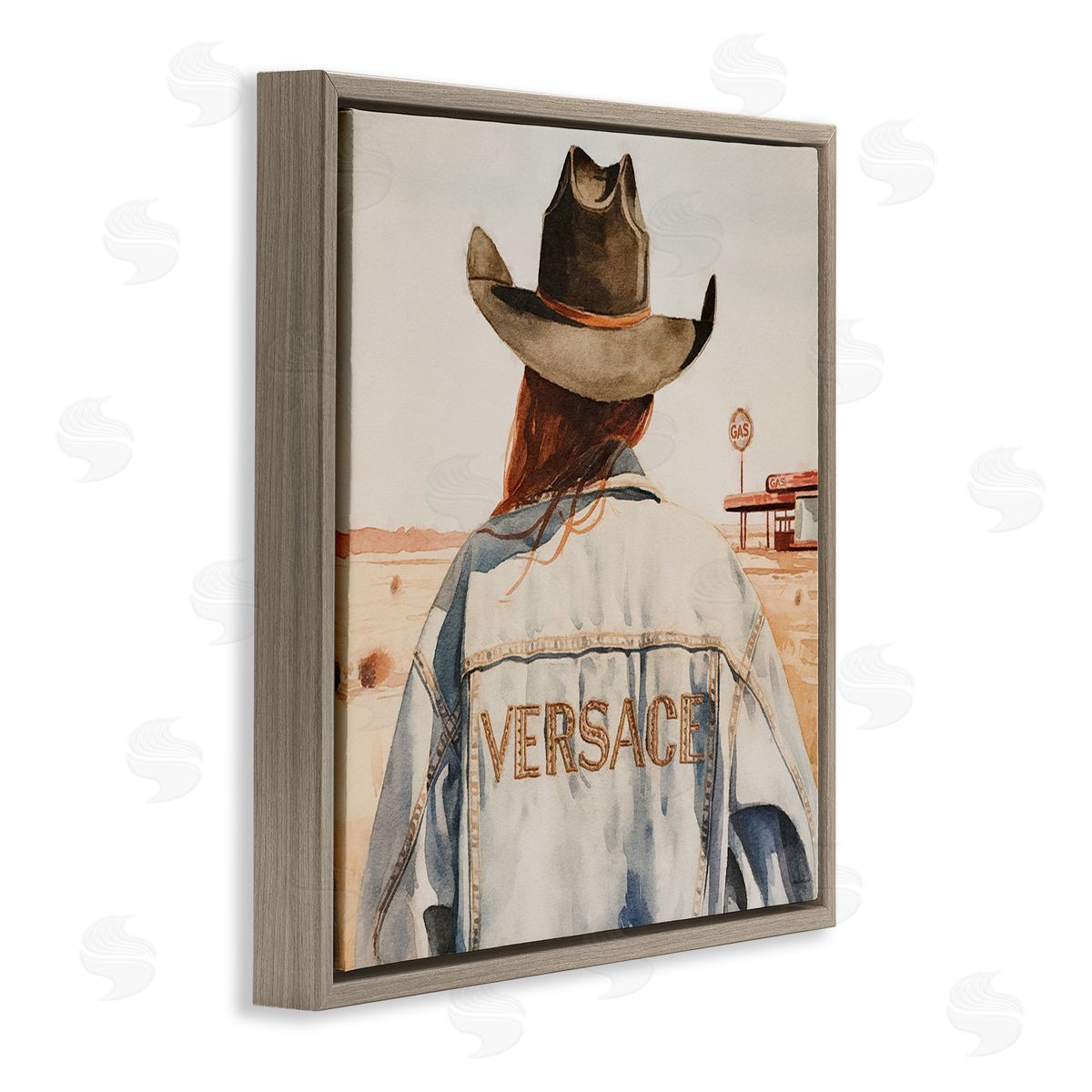 Glam Jacket Cowgirl Brown Floating Frame Canvas Wall Art, Home Decor by Amanda Greenwood