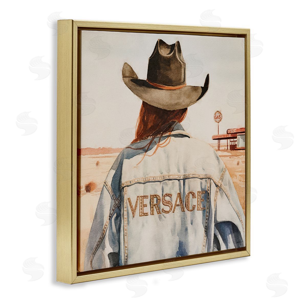 Glam Jacket Cowgirl Gold Floating Frame Canvas Wall Art, Home Decor by Amanda Greenwood