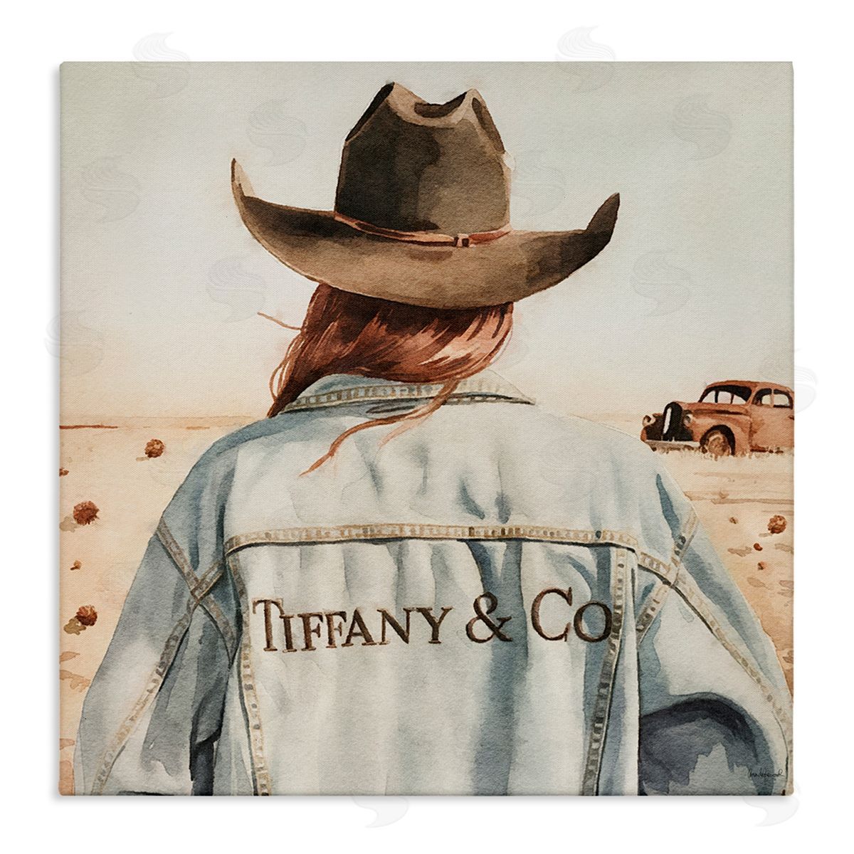 Trendy Brunette Cowgirl Canvas Wall Art, Home Decor by Amanda Greenwood