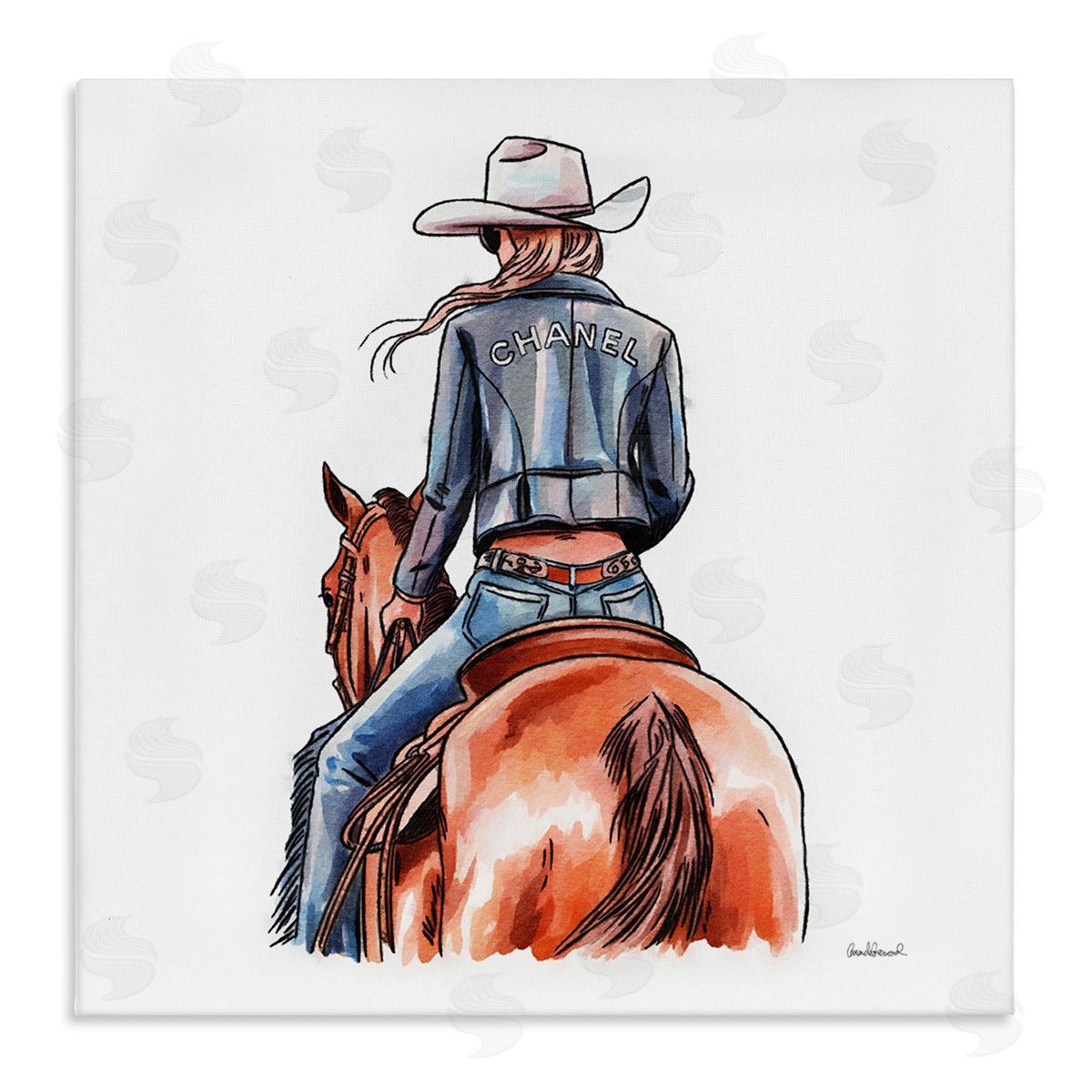 Minimal Glam Cowgirl Canvas Wall Art, Home Decor by Amanda Greenwood