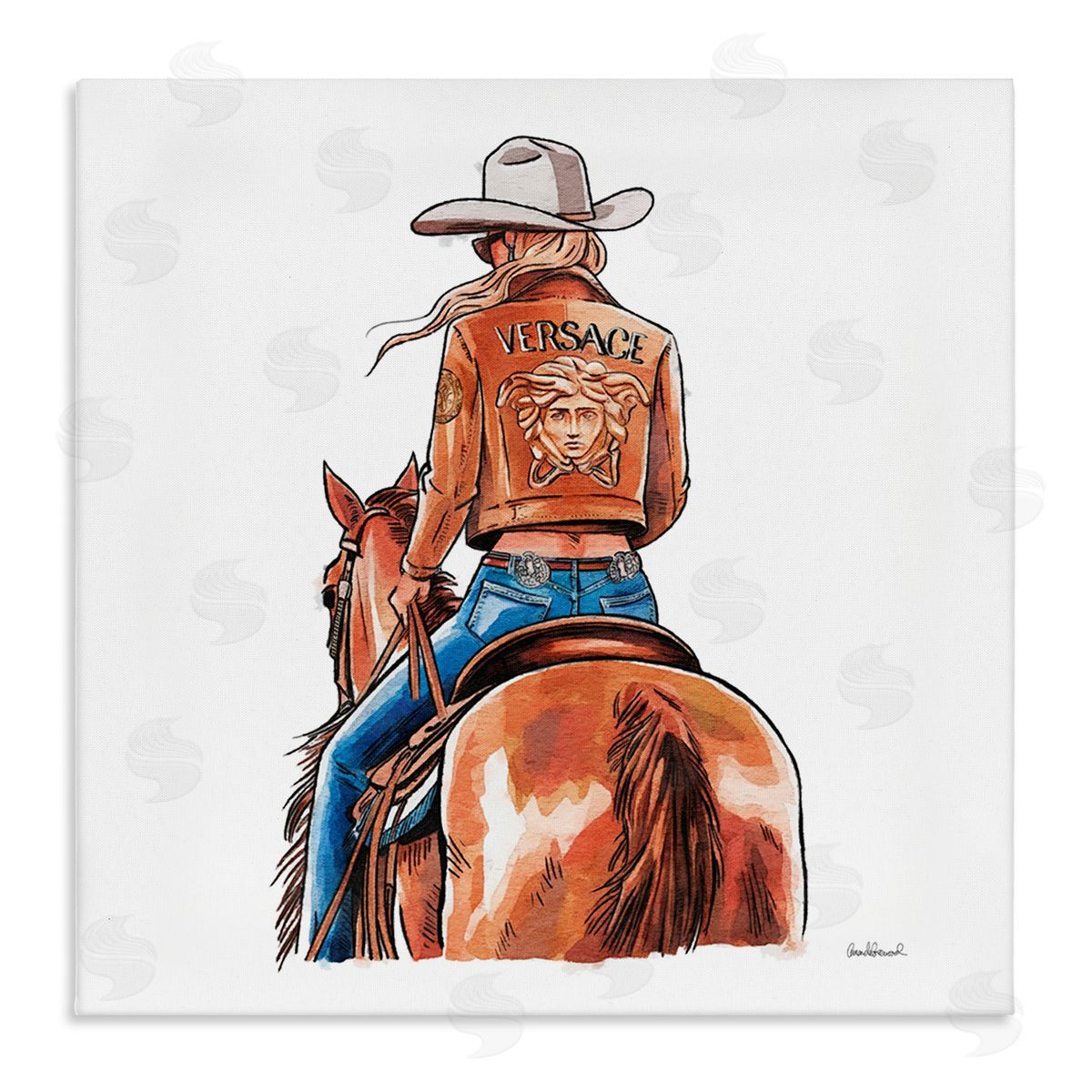 Glam Cowgirl Jockey Canvas Wall Art, Home Decor by Amanda Greenwood