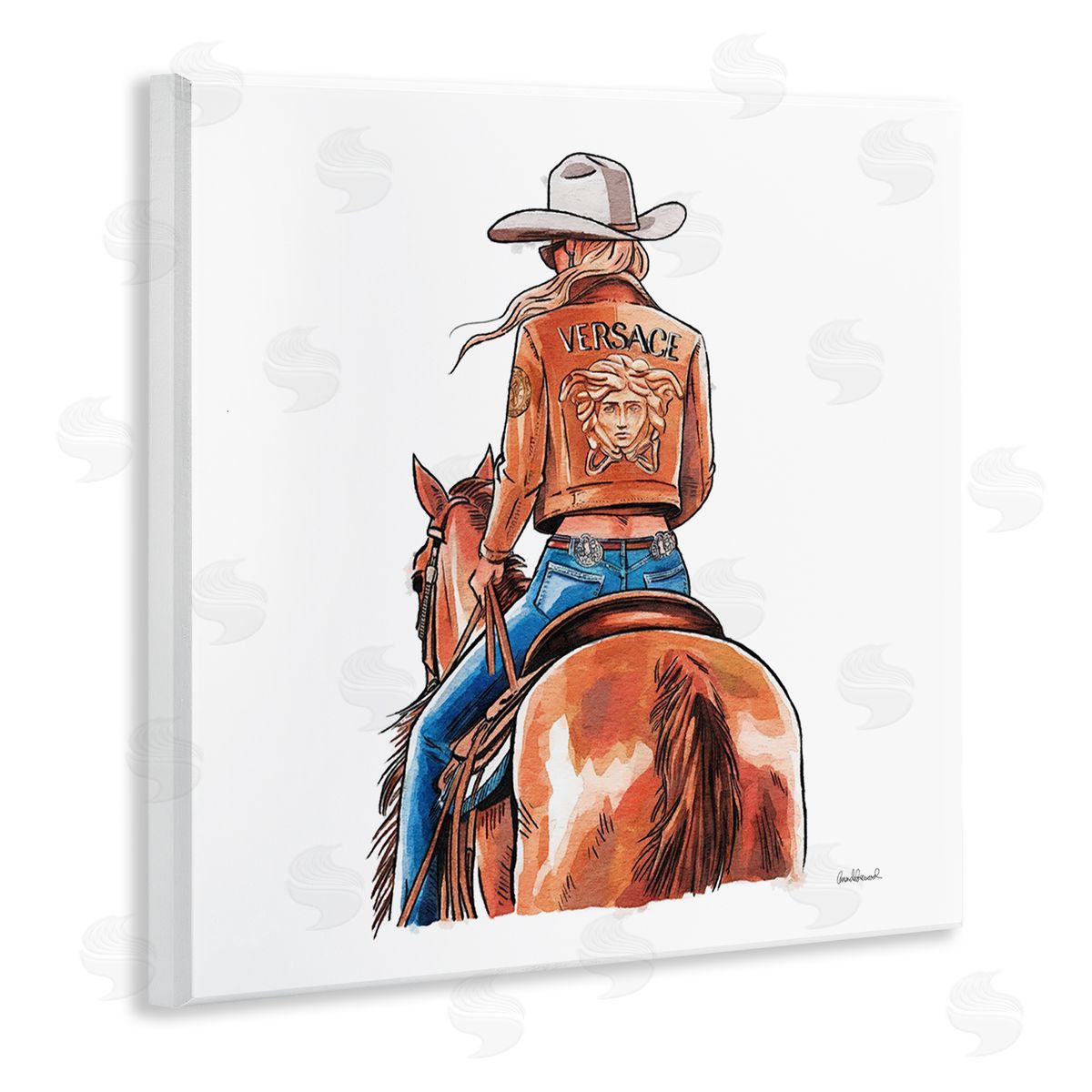 Glam Cowgirl Jockey Wood Plaque Wall Art, Home Decor by Amanda Greenwood