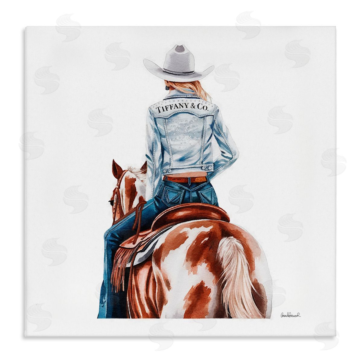 Mod Cowgirl on Horse Canvas Wall Art, Home Decor by Amanda Greenwood